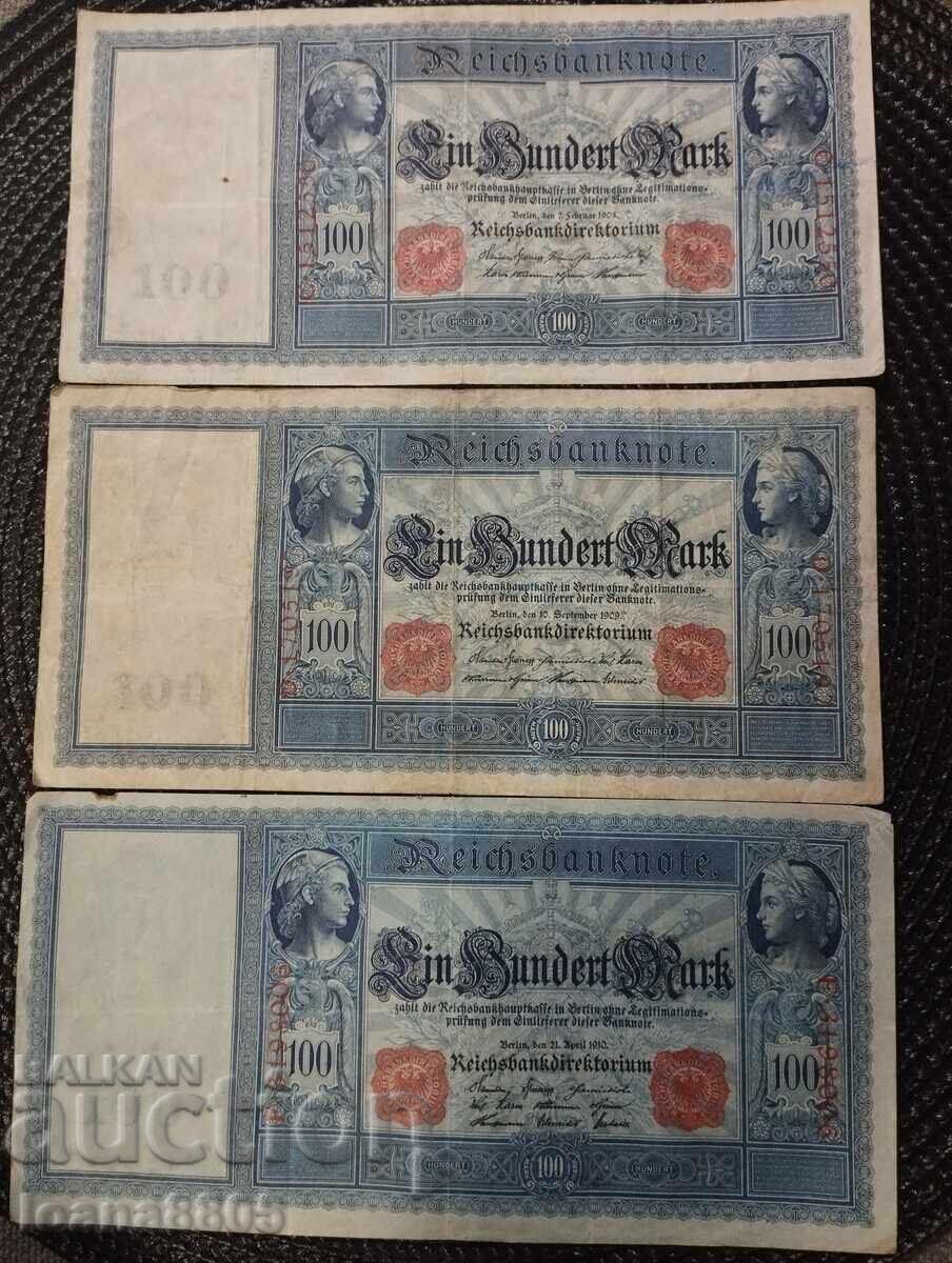 Γερμανία παρτίδα 100 μάρκα 1908, 1909, 1910 ετών