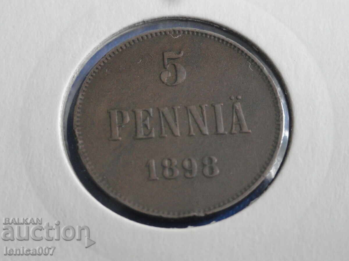 Русия (Финландия) 1898г. - 5 пення - 5 Русия (Финландия) 1898г. - 5 пення - 5