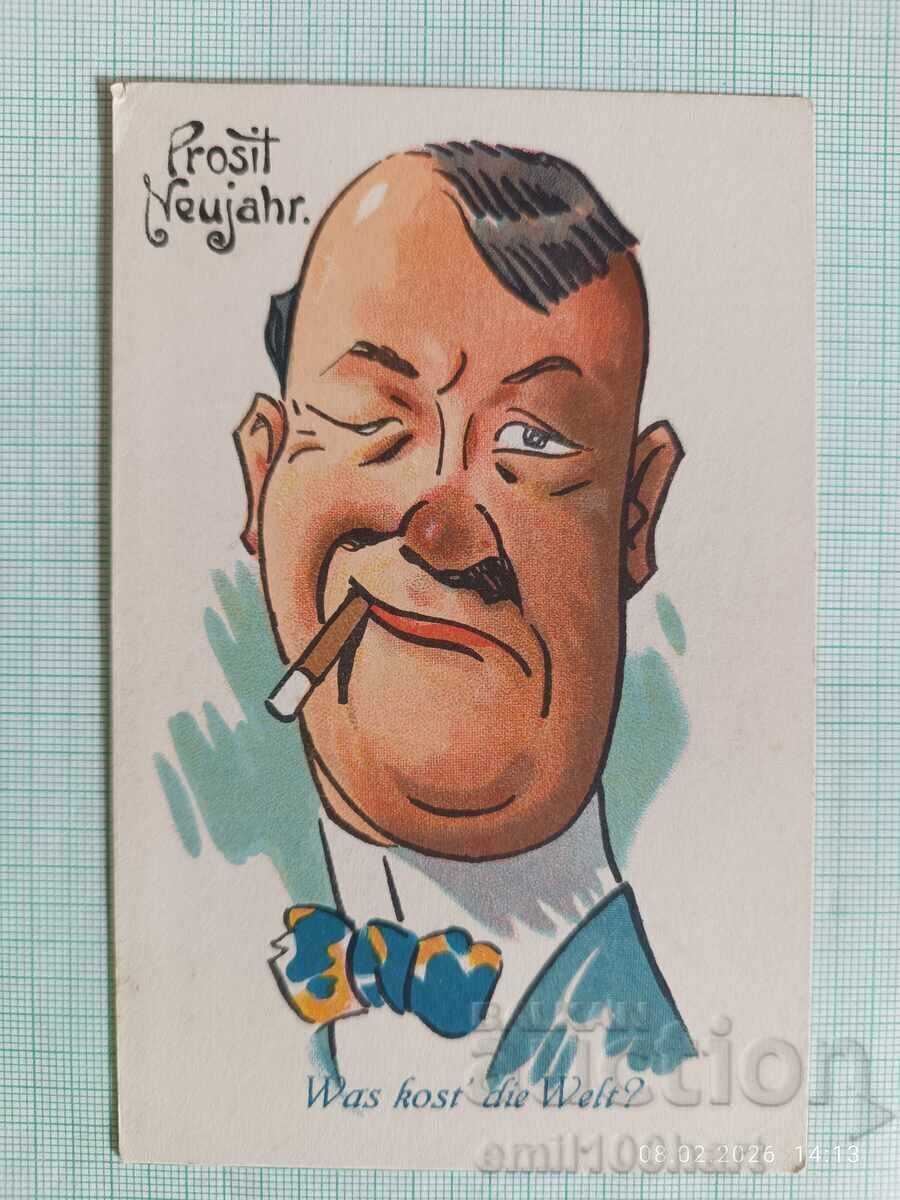 La mulți ani! Felicitare veche umoristică de Anul Nou, Austria