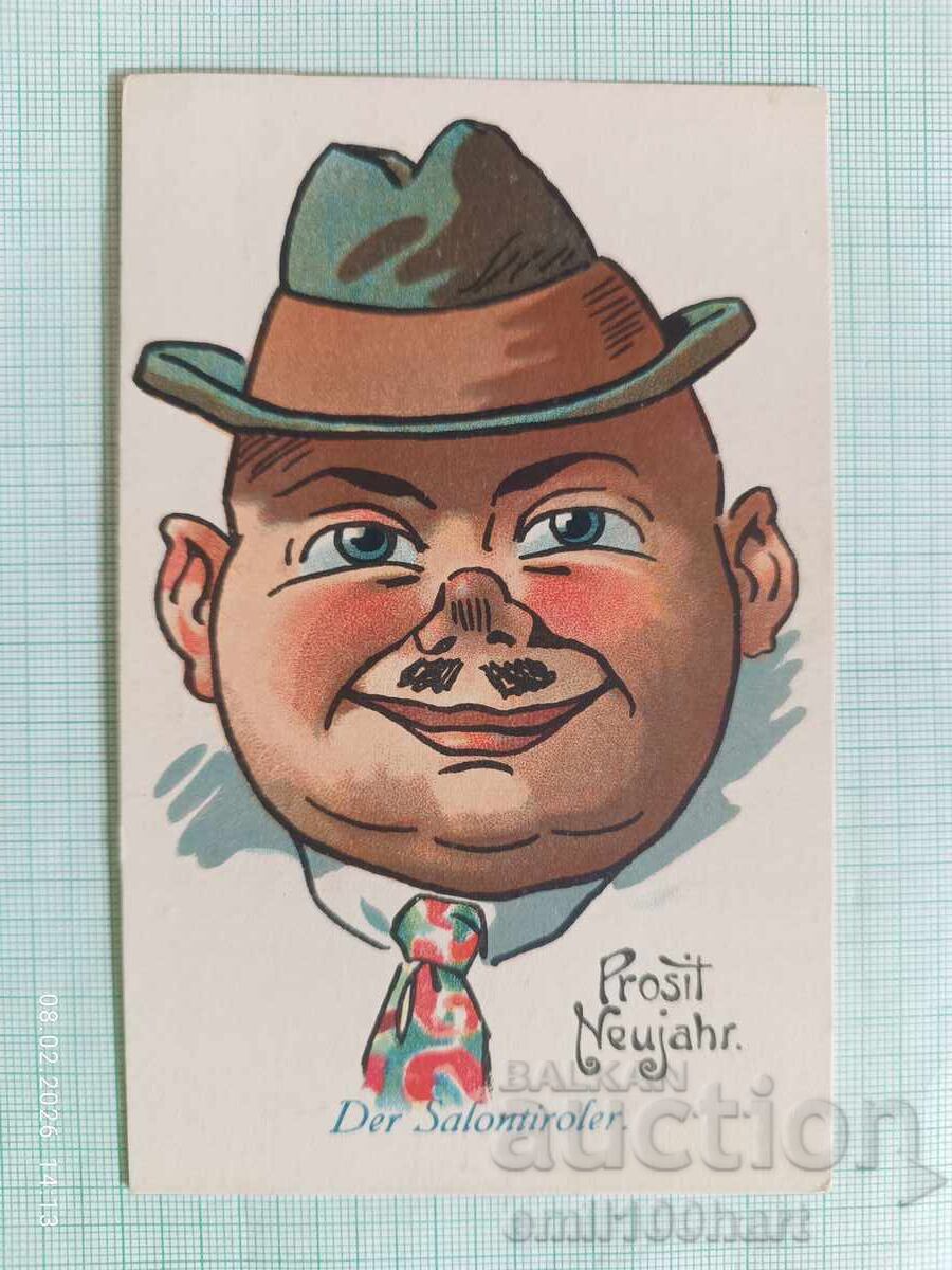 La mulți ani! Felicitare veche umoristică de Anul Nou, Austria
