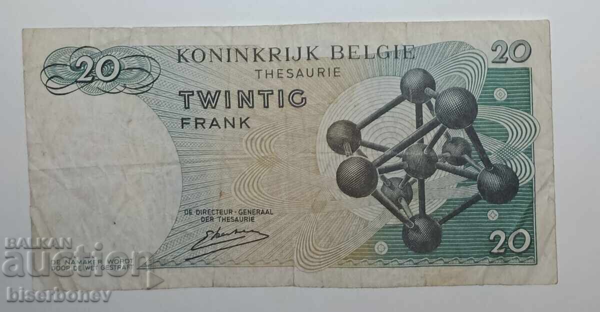 Belgia, 20 franci 1964, VF cu preț € 1.00 | 1.96 BGN
