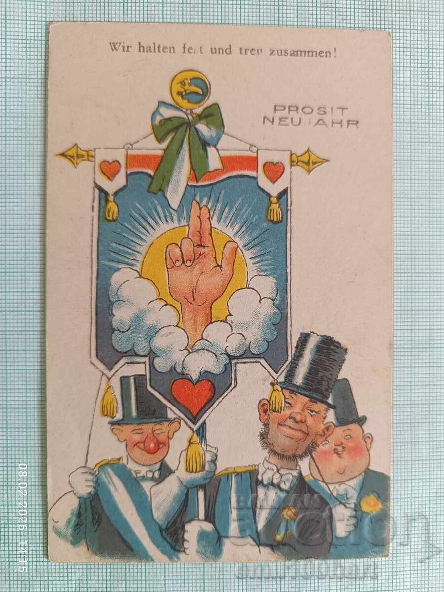 La mulți ani! Felicitare veche umoristică de Anul Nou, Austria