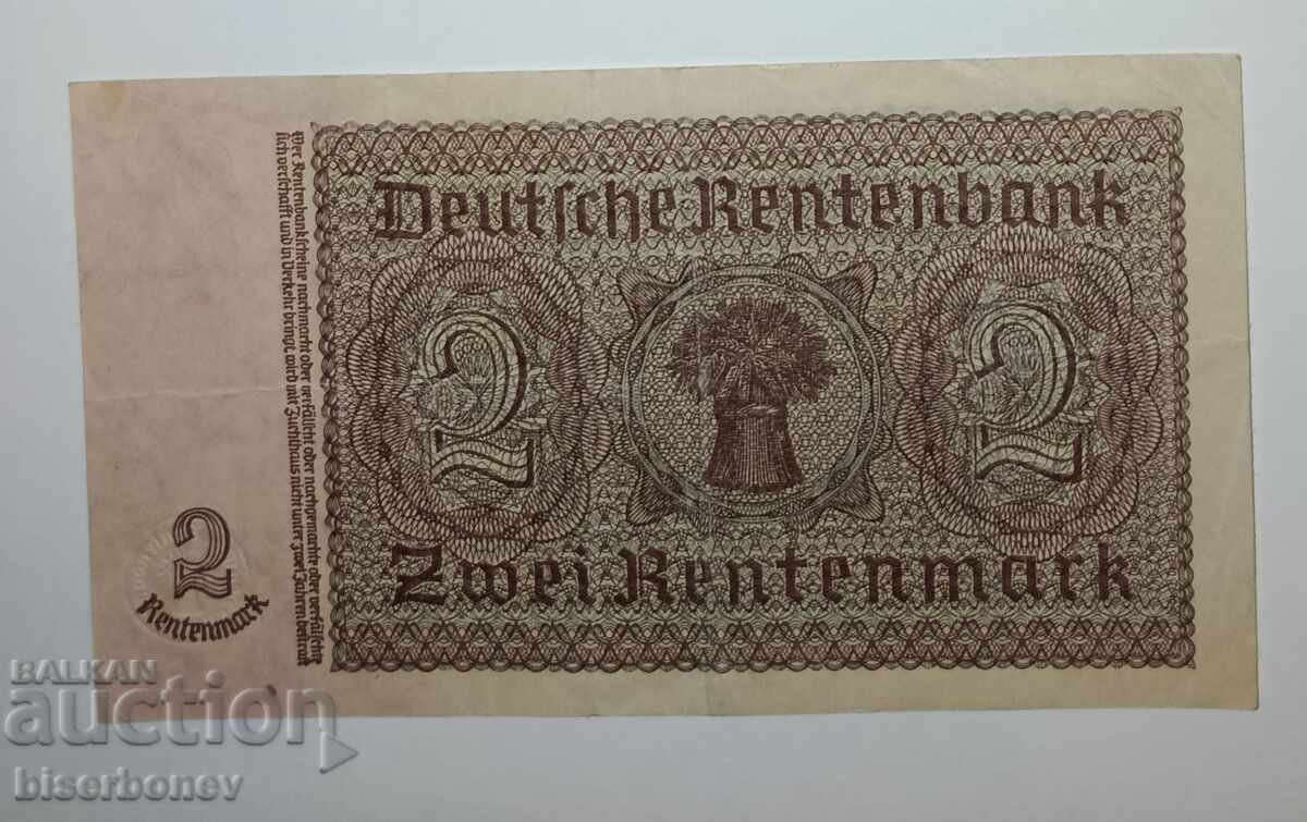 Germania, 2 Rentenmark 1937, VF cu preț € 2.20 | 4.30 BGN
