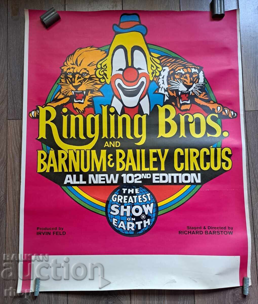 Цирк цирков плакат 1973 г. афиш Ringling Bros Barnum Bailey