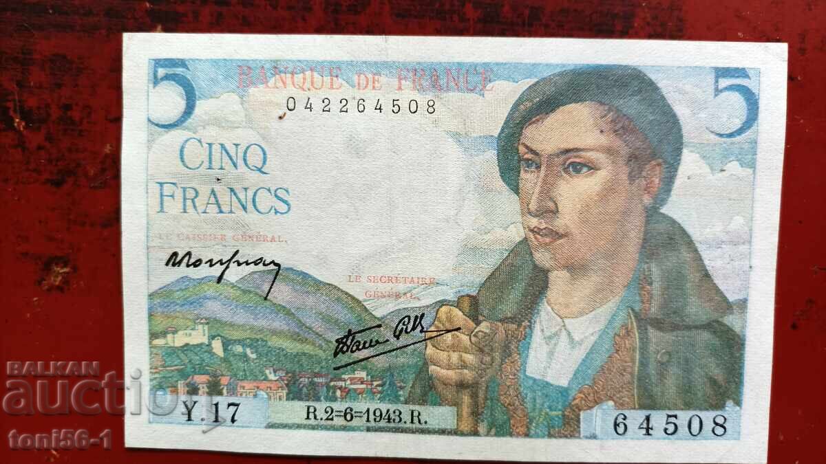 France 5 francs 1943 aUNC