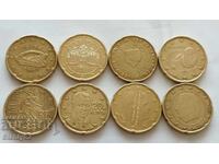 Collection of 8 different 0.20 ¢ E.U. coins