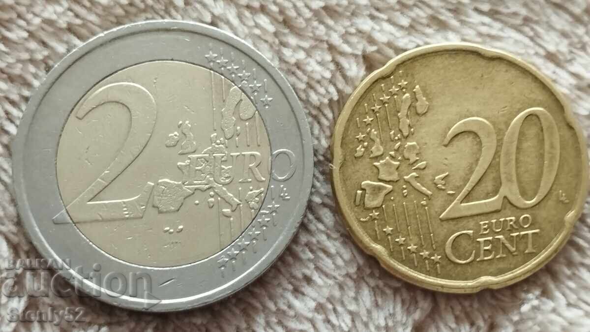 Livrarea 2 euro 2005 și 20 euro cenți 2002 - Irlanda