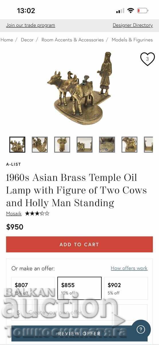 Колекционерска,бронзова мастилница или маслена лампа - 7