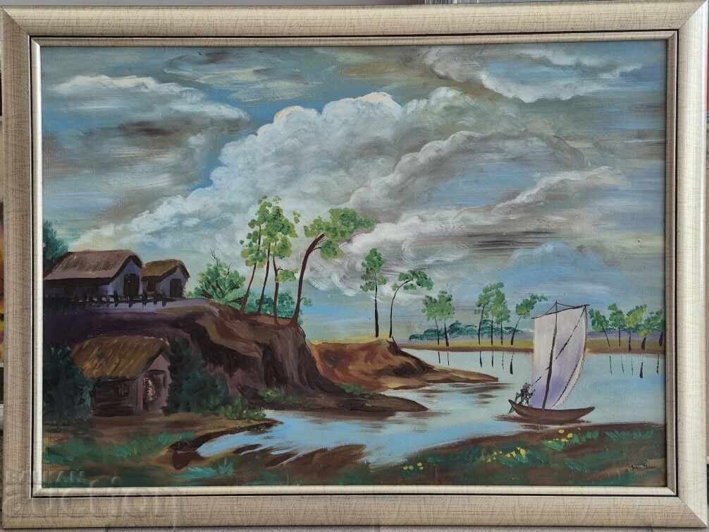 Beautiful Large Exotic Marine Landscape Painting Mirage