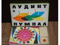 Joc de masă vechi, social, "pompă nebună" cu instrucțiuni și cutie