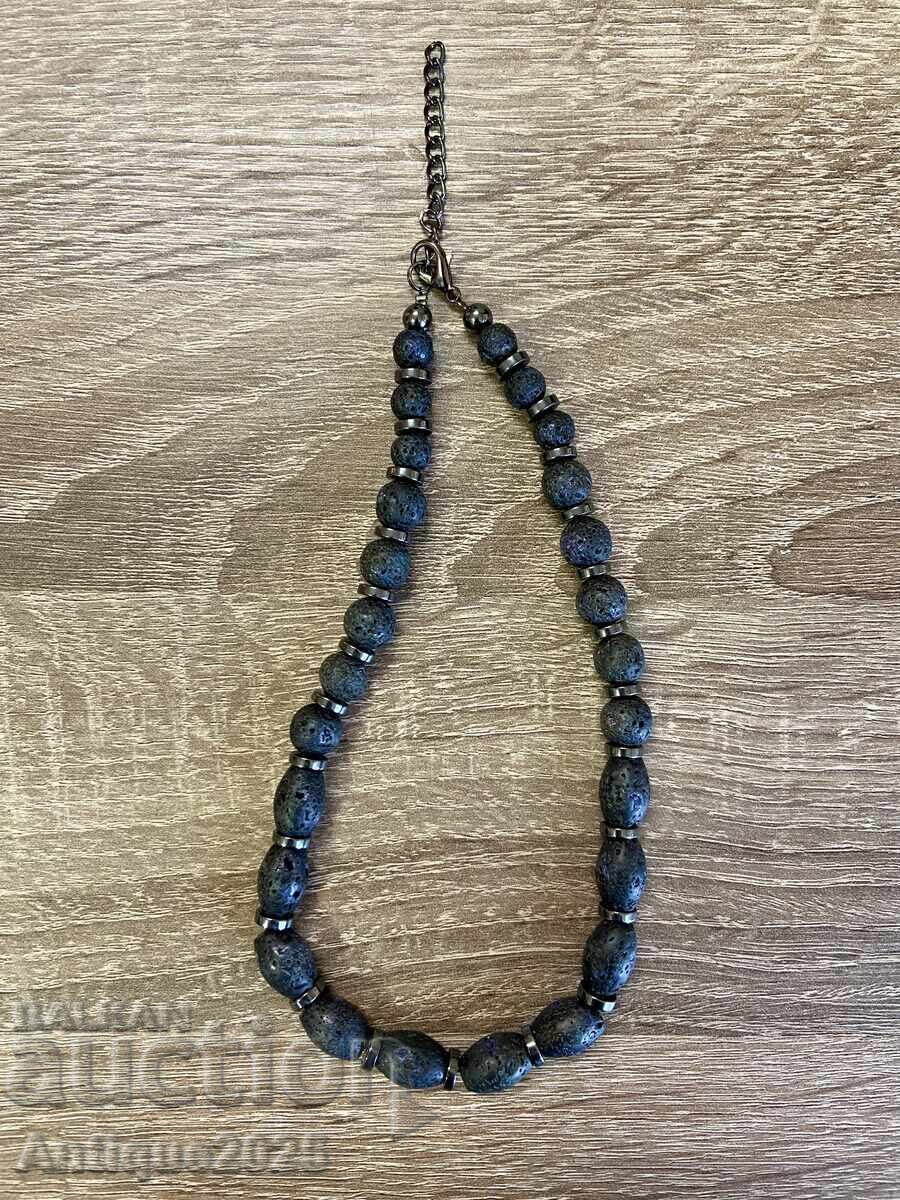 Necklace made of natural volcanic stone (lava stone)