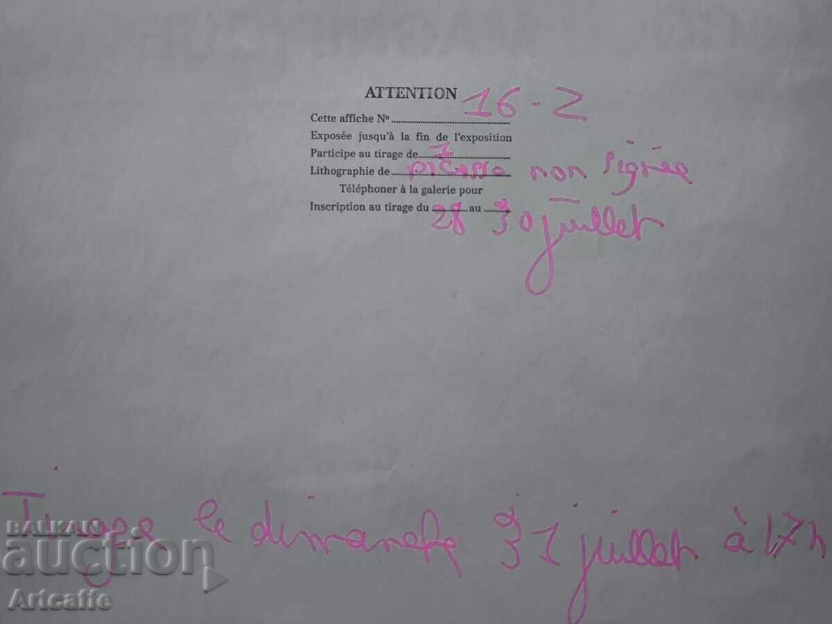 Afis litografic vintage rar de Pablo Picasso Tiraj 2/16 - 6