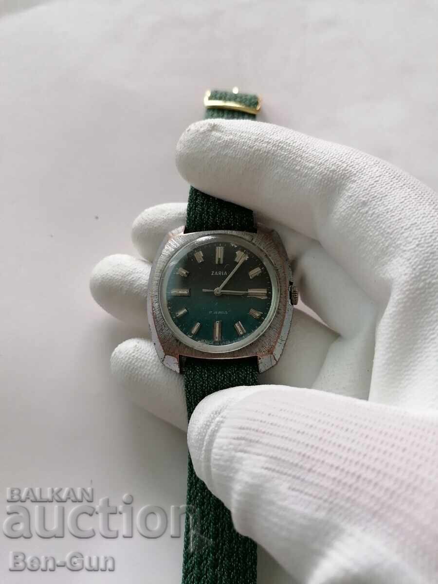 Ceas mecanic, sovietic, de mână "Zaria" - 7
