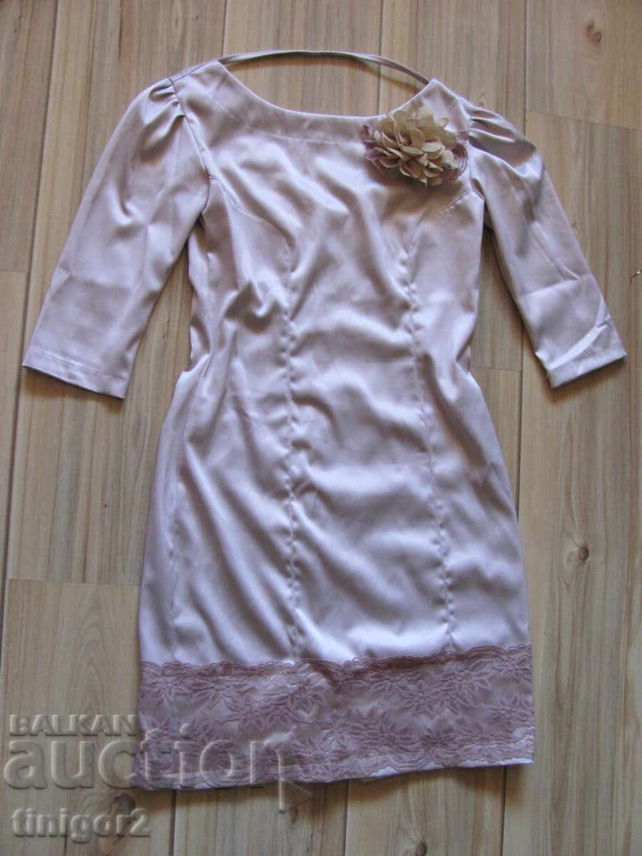 Women's Satin Dress with Lace