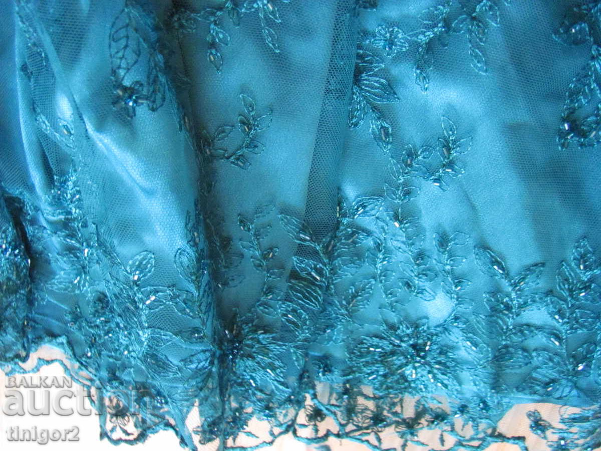 Rochie de damă din dantelă cu bolero, verde petrol - 7 Rochie de damă din dantelă cu bolero, verde petrol - 7