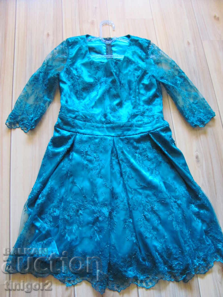 Rochie de damă din dantelă cu bolero, verde petrol Rochie de damă din dantelă cu bolero, verde petrol