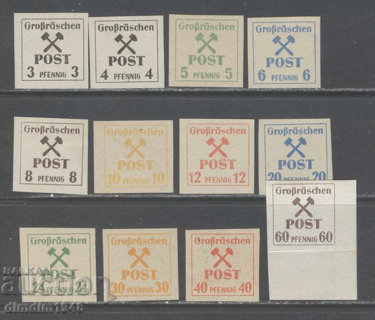 Germania 1945 - Mărci locale curate cu clei original