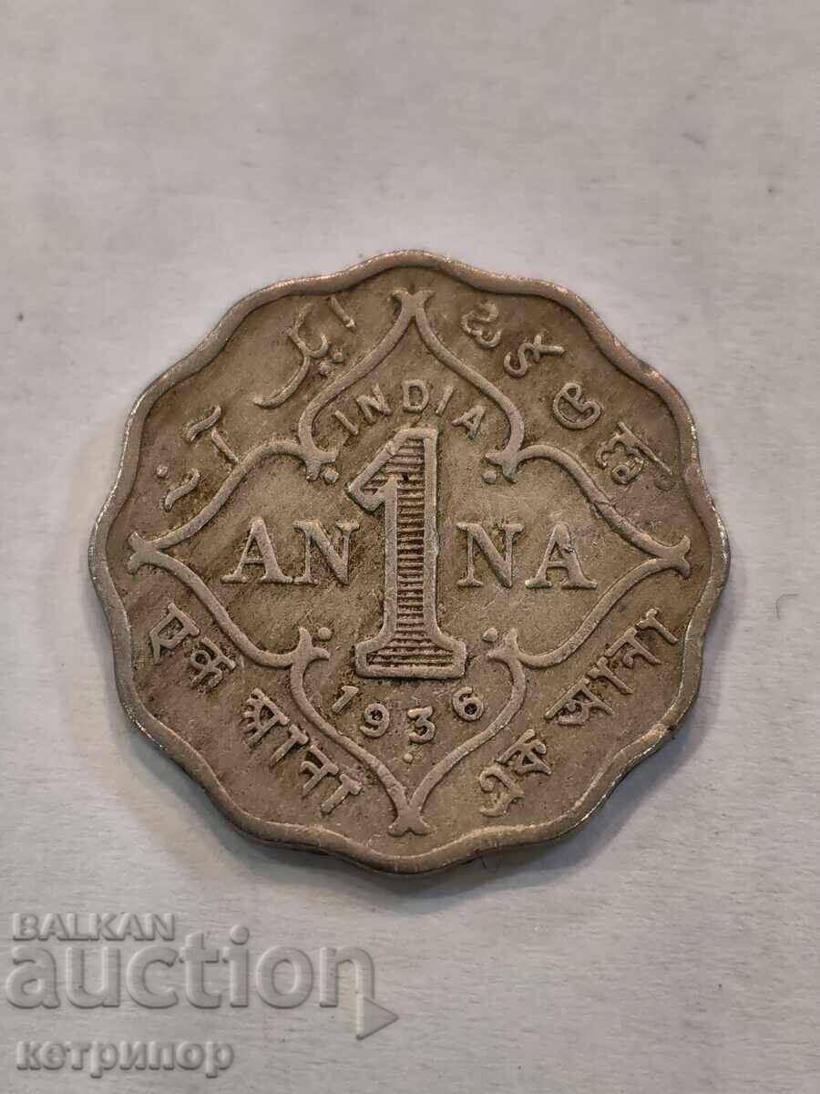 1 Anna India Britanică 1936 nichel