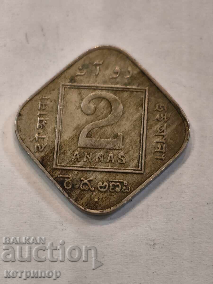 2 Monede India Britanică 1936 nichel