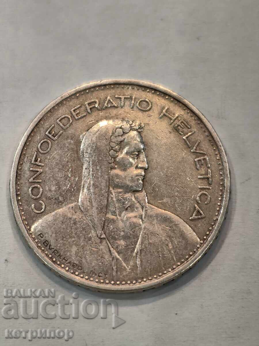 5 Franci Elveția 1933 argint cu preț € 48.00 | 93.88 BGN