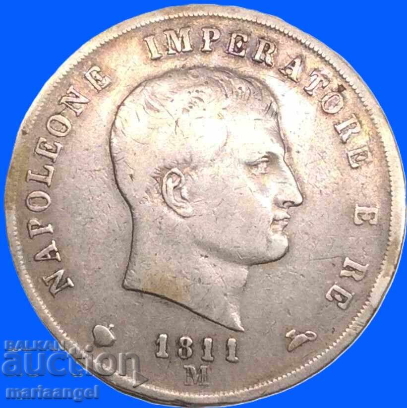 Napoleon 5 Lire 1811 Franța pentru Italia M - Milano 24,59g
