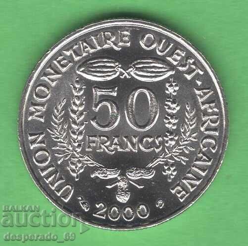 (¯`'•.¸ 50 franci 2000 STATELE AFRICA DE VEST UNC •'´¯)