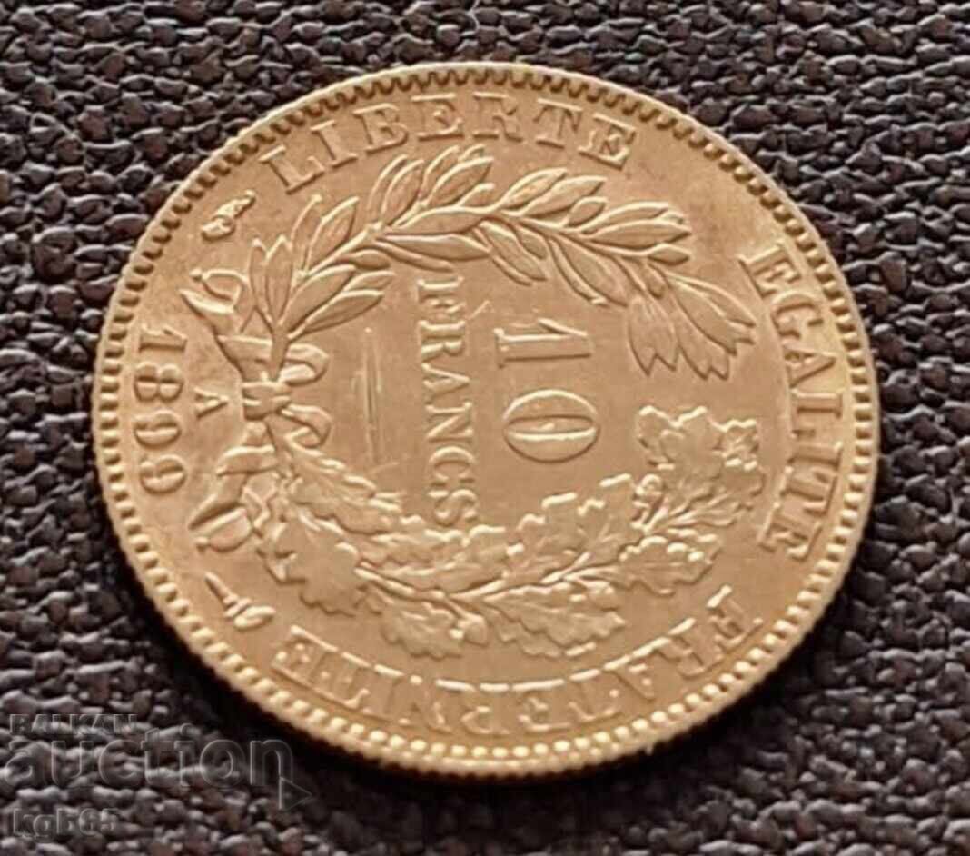 Delivery of 10 Francs 1899 France Gold