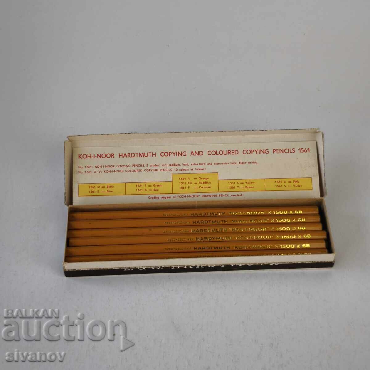Стари моливи Koh-i-Noor Hardtmuth 1500 6B 12броя кутия #6252 Стари моливи Koh-i-Noor Hardtmuth 1500 6B 12броя кутия #6252