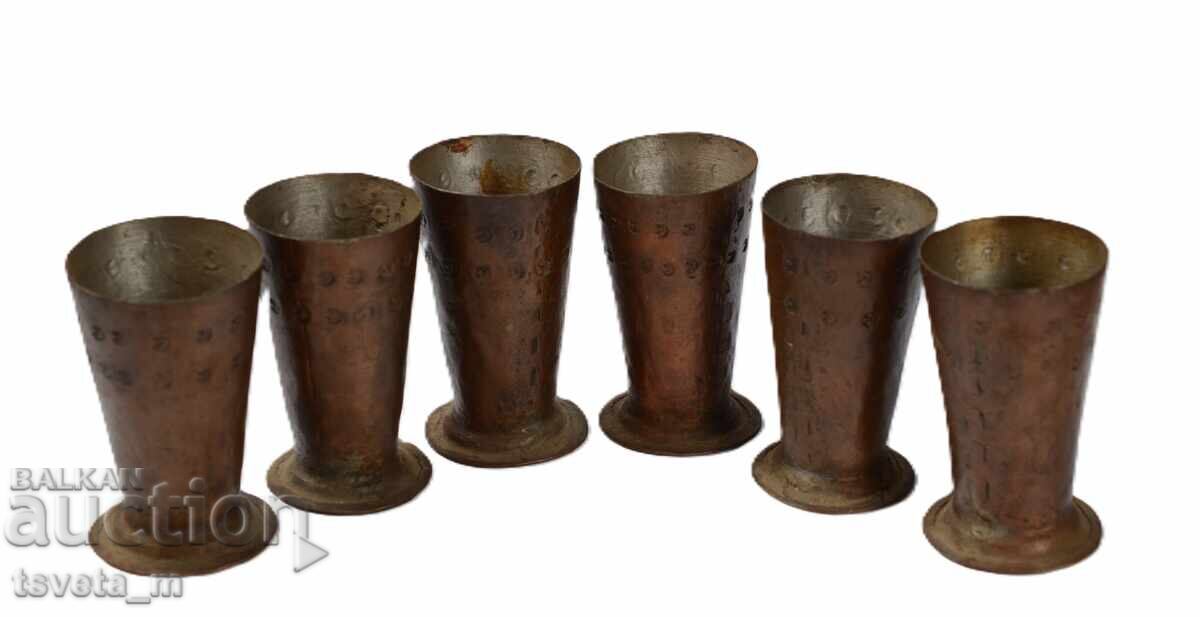 6 pcs. Handmade Copper Cups, Forged Copper