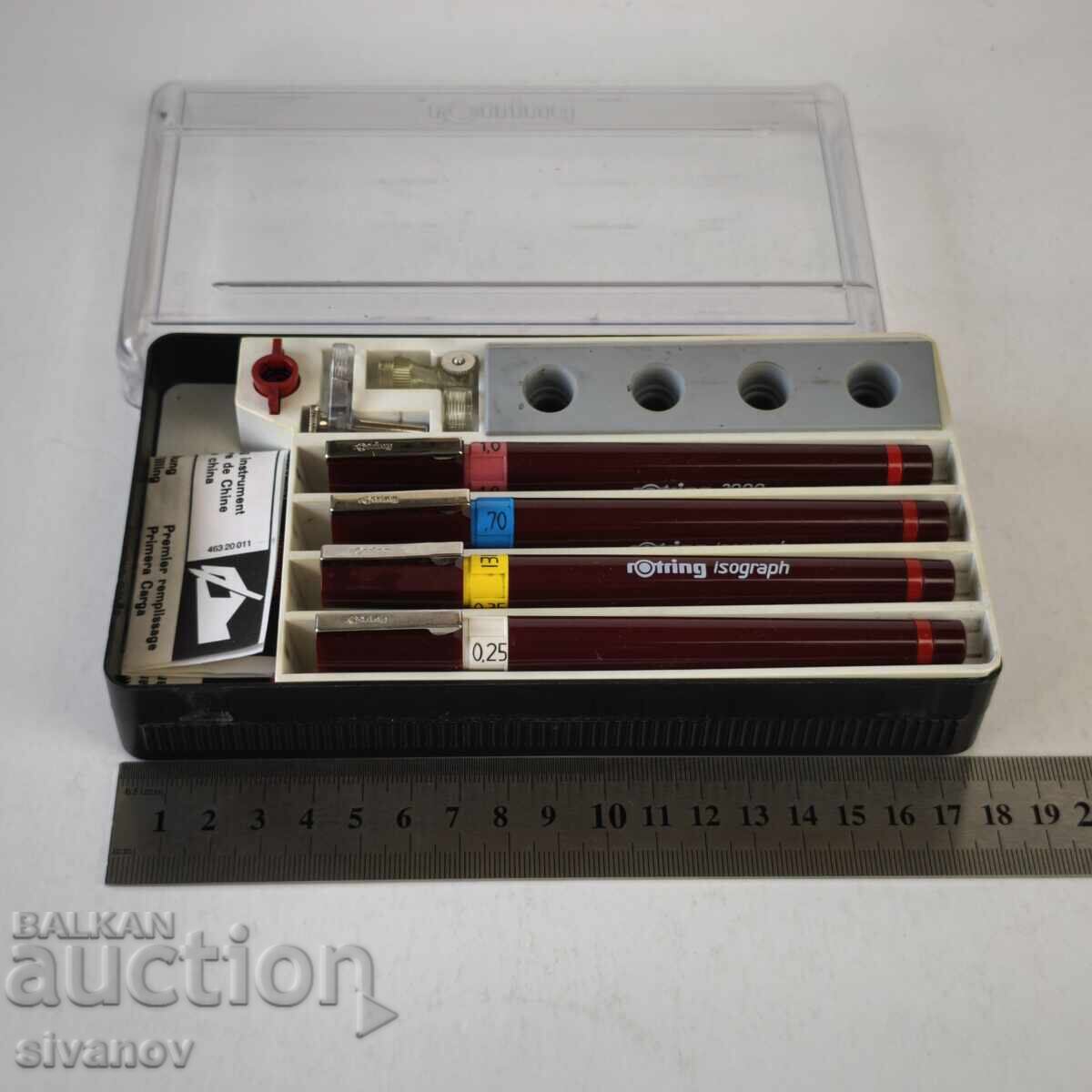 Set complet de rapidografe Rotring Isograph în cutie #6253 - 6 Set complet de rapidografe Rotring Isograph în cutie #6253 - 6