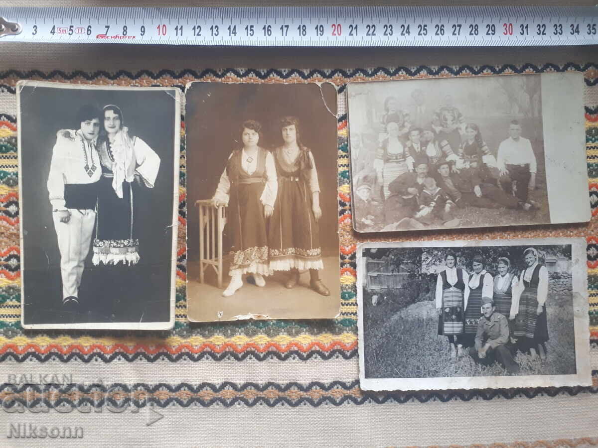 4 bucăți fotografii vechi Costume populare Etnografie