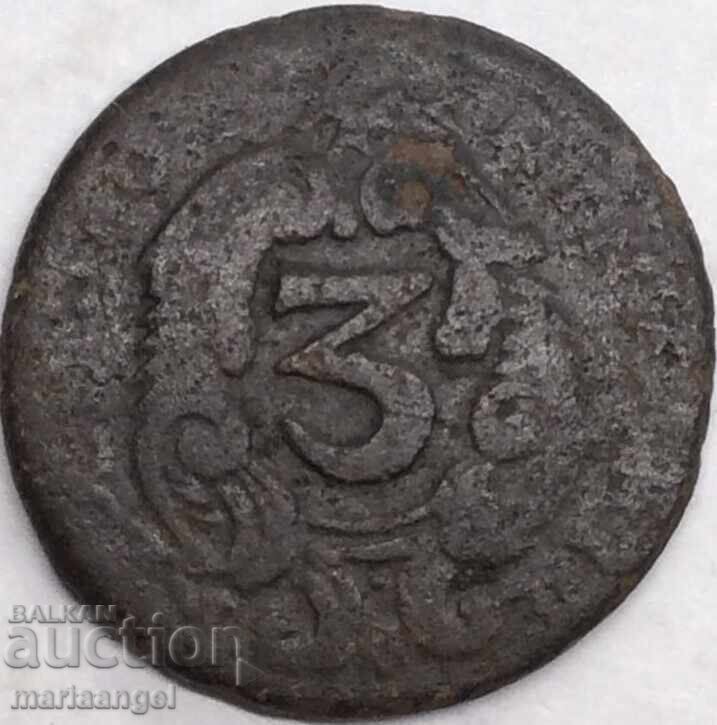 Italia 1701 3 cenți picoli Palermo Filip V (1701-1713) 2,42g - 6
