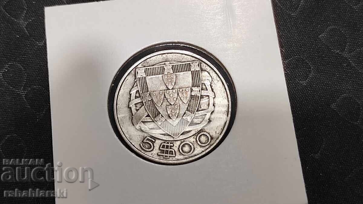 Monedă Portugalia 5 escudos, 1940