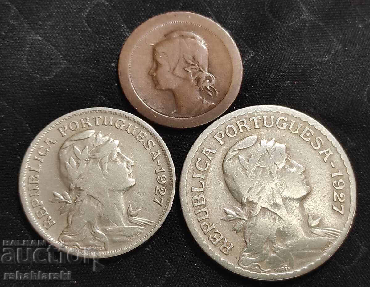 Монети Португалия 3 бр. , 1927 с цена € 6.00 | 11.74 лв.