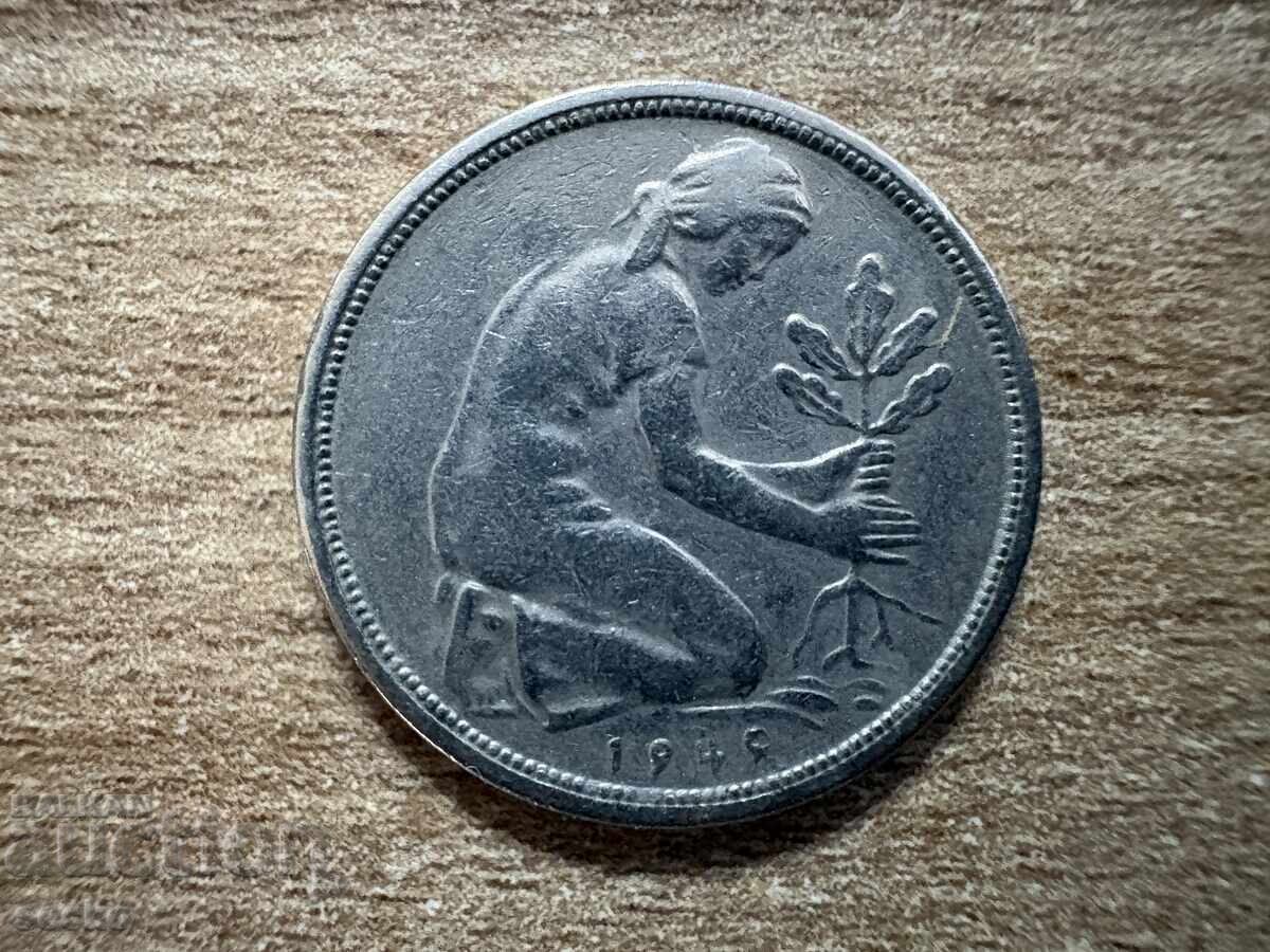 Германия - 50 пфенига (1949) - F с цена € 0.60 | 1.17 лв.