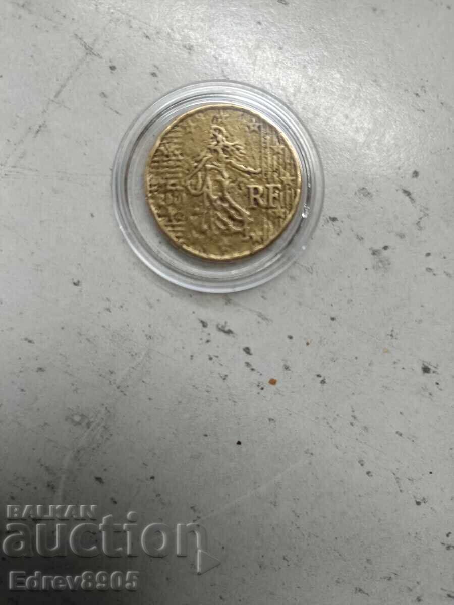 50 euro cenți Franța 2001g. Cu eroare de batere cu preț € 20.00 | 39.12 BGN