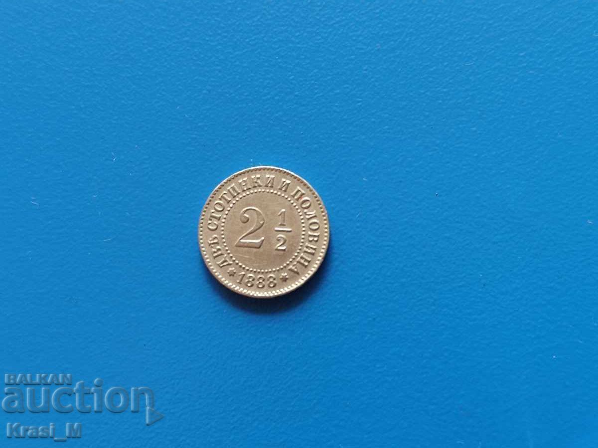 Monedă superbă 2 1/2 stotinki 1888g
