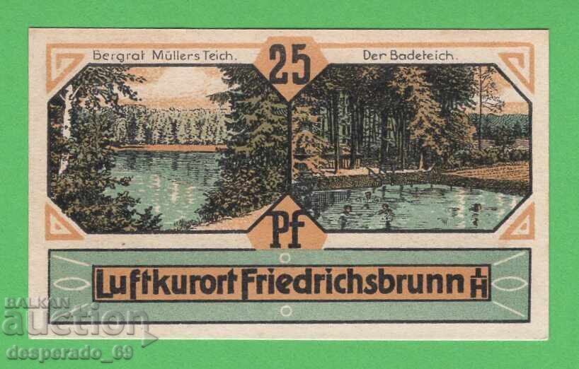 (¯`'•.¸NOTGELD (гр. Friedrichsbrunn) 1921 UNC  -25 пфенига