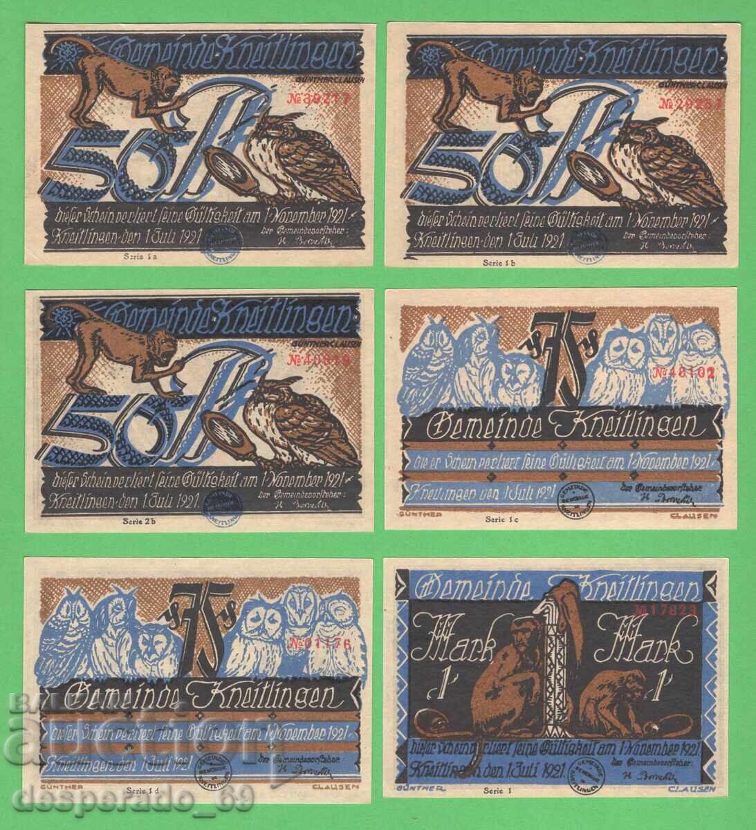 (¯`'•.¸NOTGELD (gr. Kneitlingen) 1921 UNC -6 buc. bancnote ¯) cu preț € 9.00 | 17.60 BGN