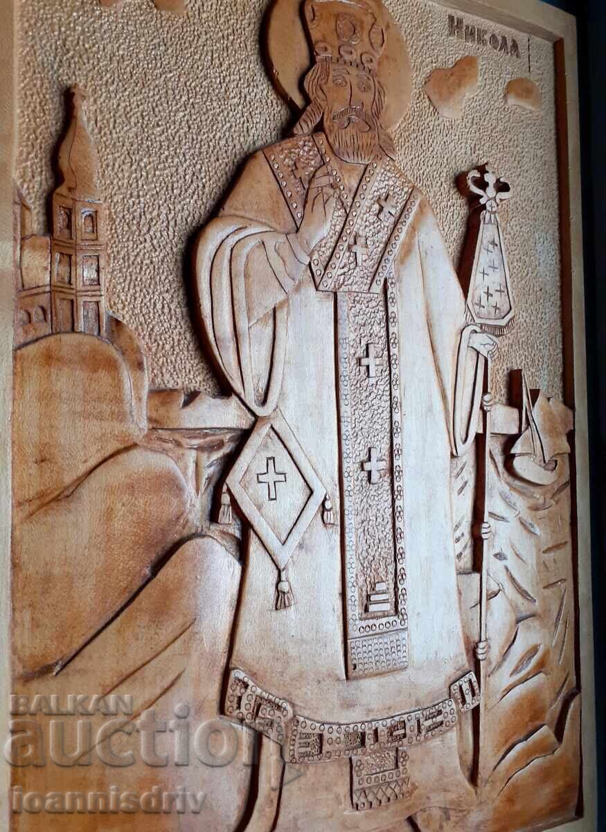 Licitație Icoană sculptată în lemn a Sfântului Nicolae Licitație Icoană sculptată în lemn a Sfântului Nicolae