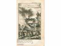 1780 - GRAVURA VECHIA - Incinerarea mortilor in Ceylon - ORIGINAL