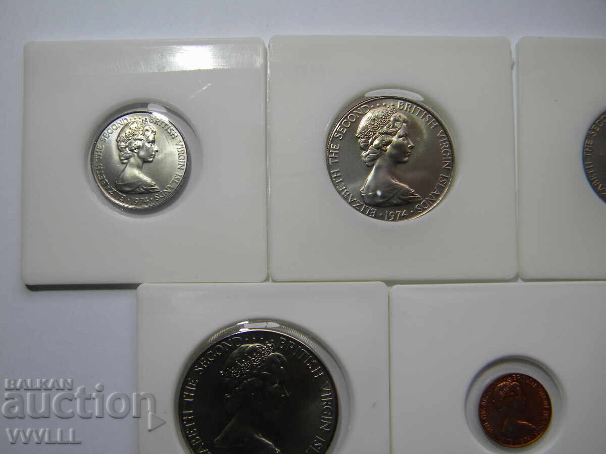 Βρετανικές Παρθένοι Νήσοι. 5 νομίσματα. 1974 - 5