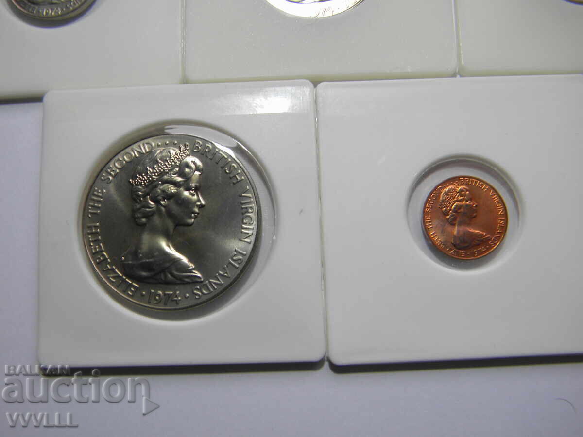 Βρετανικές Παρθένοι Νήσοι. 5 νομίσματα. 1974 - 7