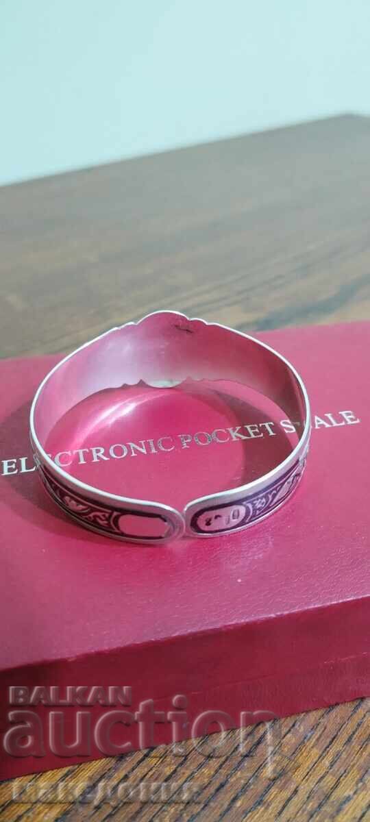 Brățară de argint cu email negru - 6