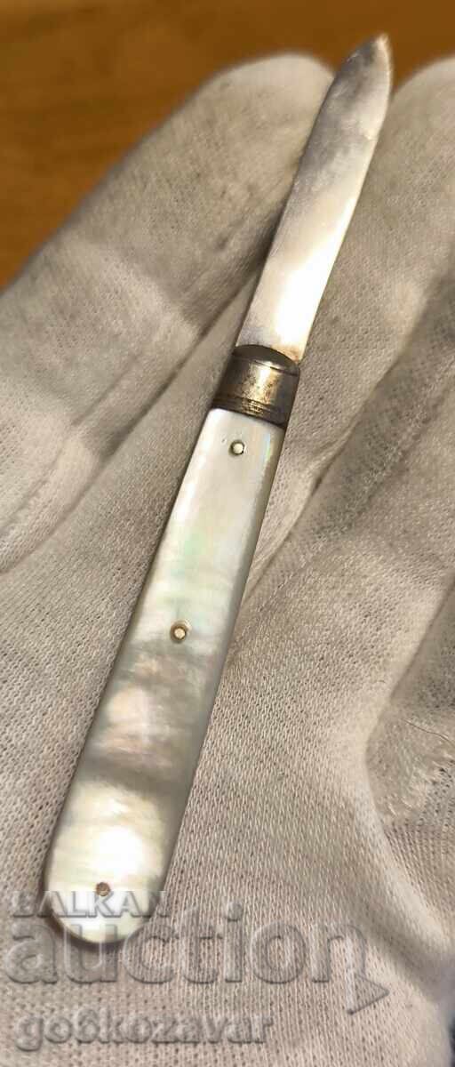 Доставка на Victorian Sheffield 1890 – Сребърен нож за плодове със седеф