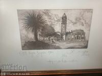 Πίνακας Βάρνα Σιδηροδρομικός Σταθμός χαρακτικό/ακουατίντα, υπογραφή Ντίμο Μίλανοφ