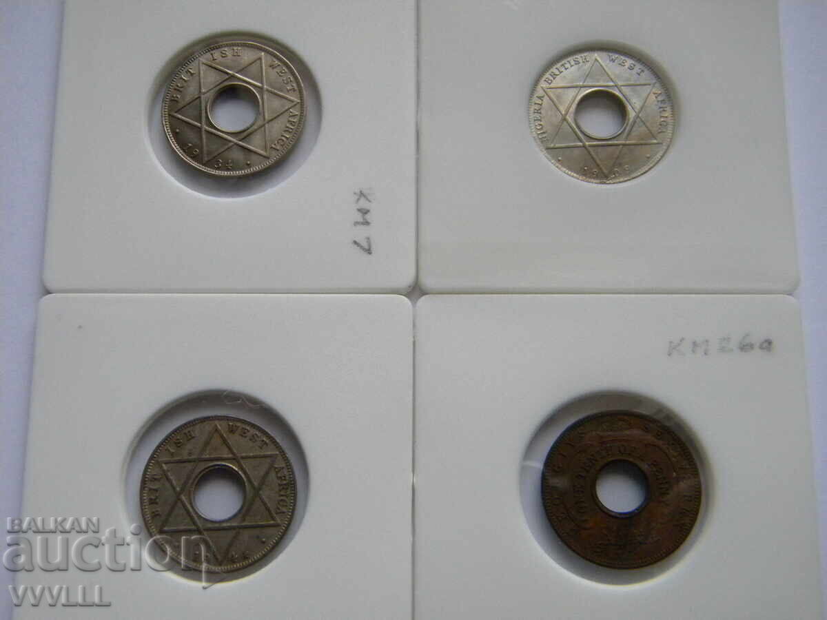 Licitație Africa de Vest Britanică 6 monede 1909, 1934, 1944, 1936 Licitație Africa de Vest Britanică 6 monede 1909, 1934, 1944, 1936
