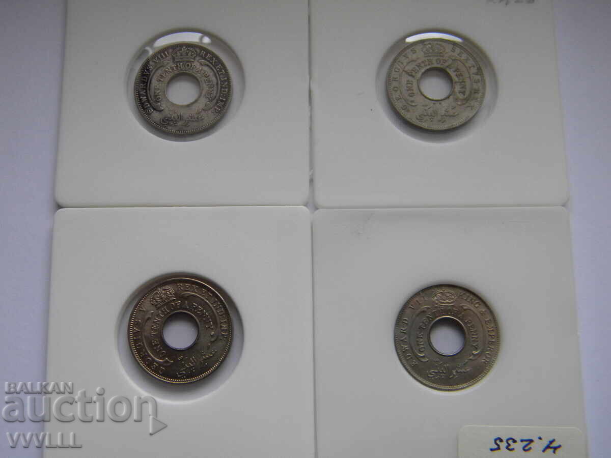 Africa de Vest Britanică 6 monede 1909, 1934, 1944, 1936 - 5 Africa de Vest Britanică 6 monede 1909, 1934, 1944, 1936 - 5