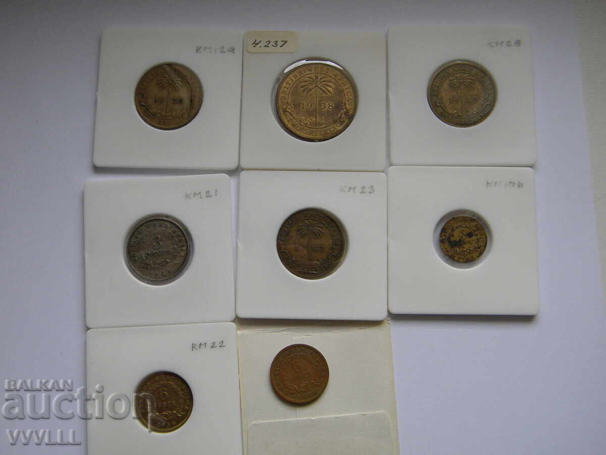 Africa de Vest Britanică 8 monede 1920, 1938, 1949, 1943