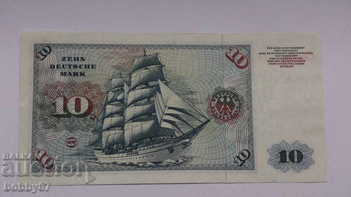 Bancnotă de 10 mărci din 1977, în stare excelentă - Germania - 6